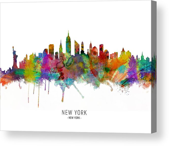 New York Acrylic Print featuring the digital art New York City Skyline #10 by Michael Tompsett
