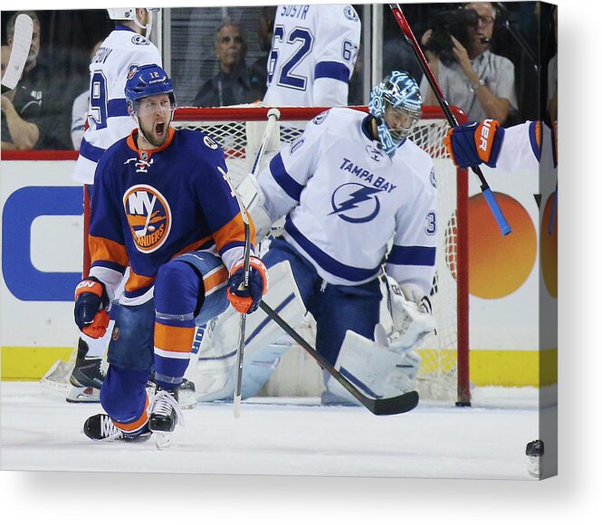 Playoffs Acrylic Print featuring the photograph Tampa Bay Lightning V New York by Bruce Bennett