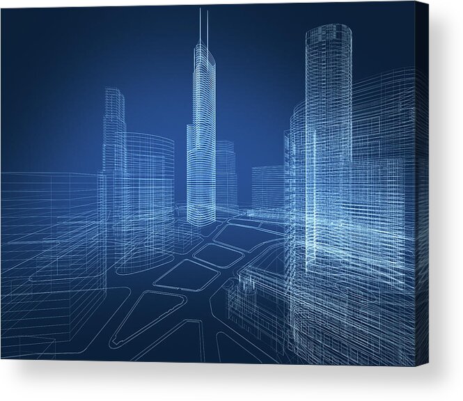 Plan Acrylic Print featuring the photograph 3d Architecture Abstract #17 by Nadla