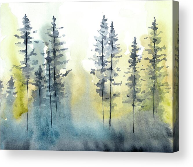 Landscapes Acrylic Print featuring the painting Shadow Forest I #2 by Chariklia Zarris