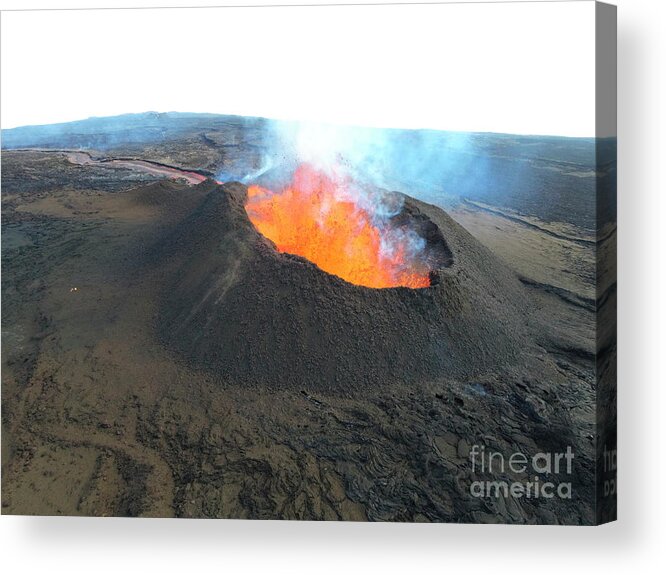 2000s Acrylic Print featuring the photograph Erupting Fissure On Mauna Loa #3 by Us Geological Survey/science Photo Library