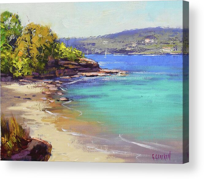 Beach Scenes Acrylic Print featuring the painting Sydney Harbour Beach #3 by Graham Gercken