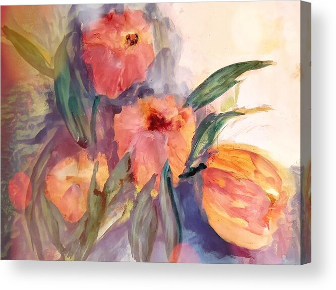Flowers Acrylic Print featuring the painting A Beautiful Floral Mess Painterly Painting by Lisa Kaiser