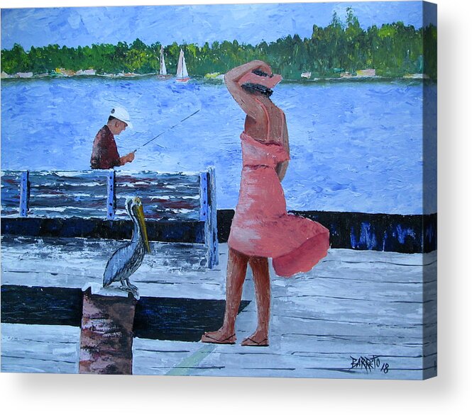 Impressionism Acrylic Print featuring the painting A Little Breeze by Gloria E Barreto-Rodriguez