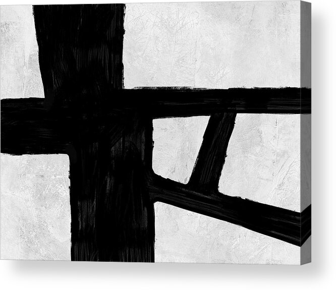 Black And White Acrylic Print featuring the painting Abstract Black and White No.56 by Naxart Studio