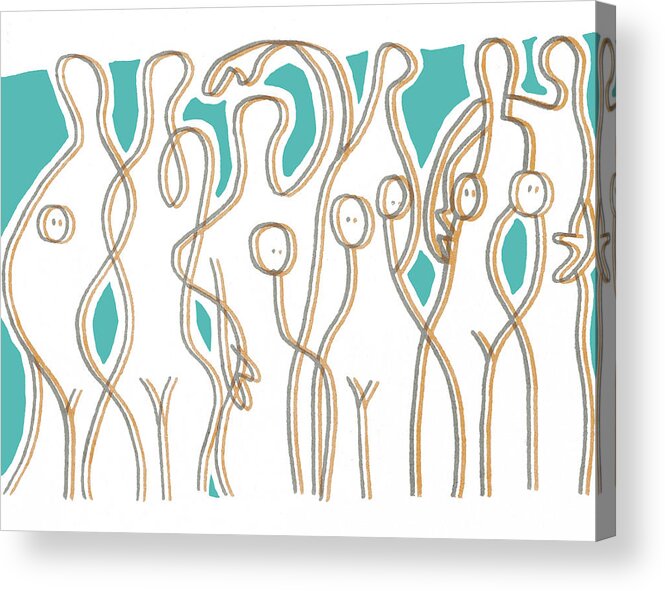 Abstract Acrylic Print featuring the drawing Abstract Nude Models by CSA Images