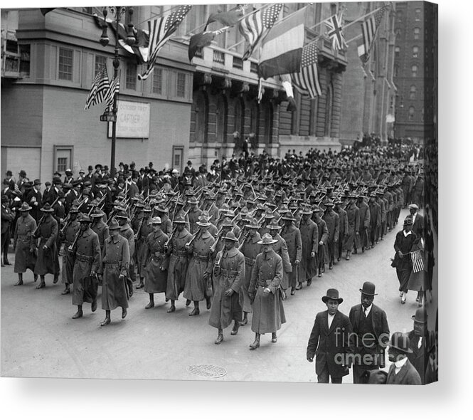 Marching Acrylic Print featuring the photograph African American Troops Marching by Bettmann