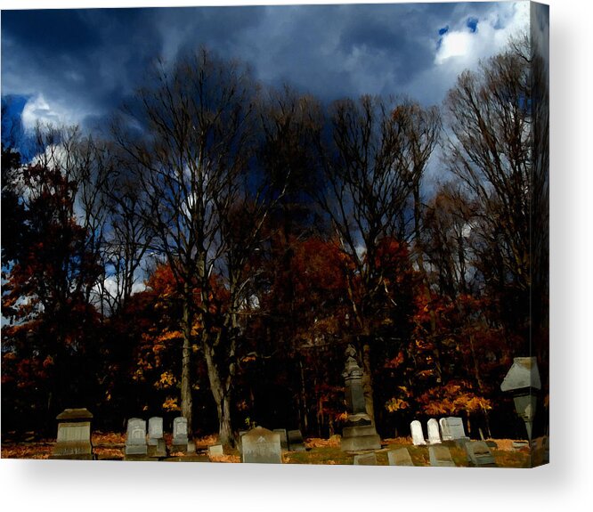 Cemetery Acrylic Print featuring the mixed media Afternoon in the Cemetery IV by Christopher Reed