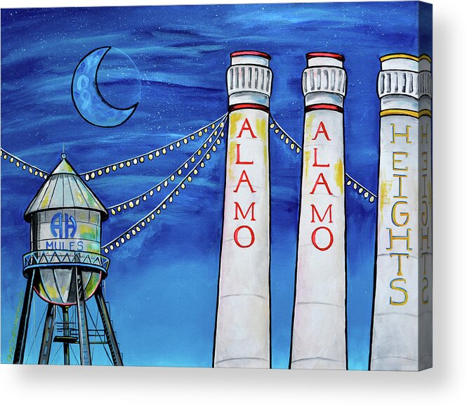 Alamo Heights Acrylic Print featuring the painting Alamo Heights Light The Night by Patti Schermerhorn
