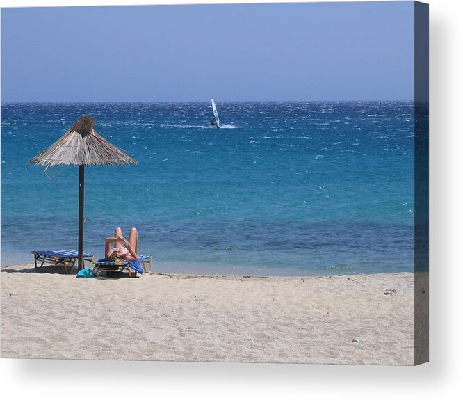 Shadow Acrylic Print featuring the photograph Alone In The Beach by Pedre