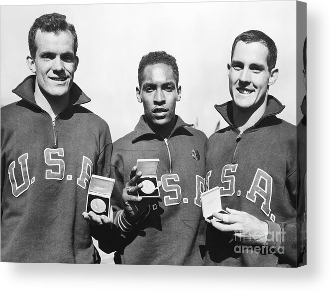 The Olympic Games Acrylic Print featuring the photograph American Athletes With Olympic Medals by Bettmann