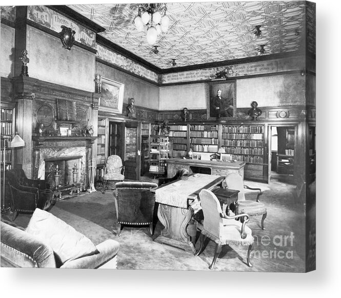 Andrew Carnegie Acrylic Print featuring the photograph Andrew Carnegies Private Library by Bettmann