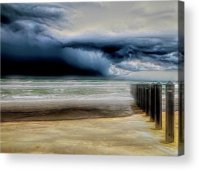 Debra Martz Acrylic Print featuring the photograph Approaching Storm at the Beach  by Debra Martz