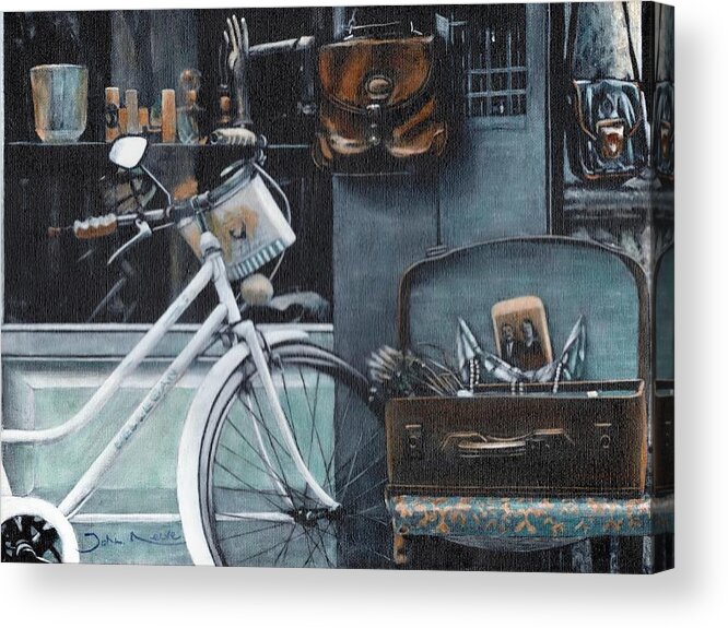 Bicycle Acrylic Print featuring the painting Bagging a bargain by John Neeve