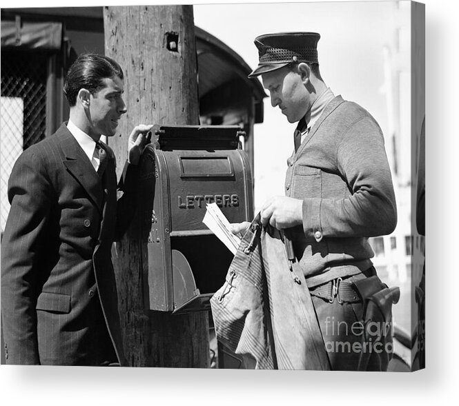 People Acrylic Print featuring the photograph Baseball Player Joe Dimaggio With Mail by Bettmann