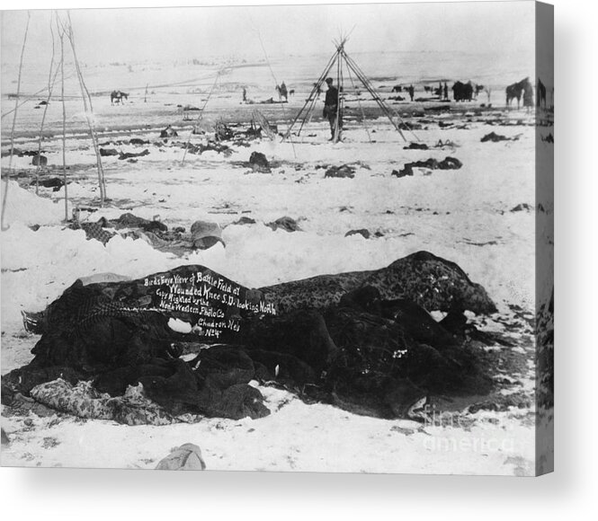 People Acrylic Print featuring the photograph Battlefield At Wounded Knee 1890 by Bettmann