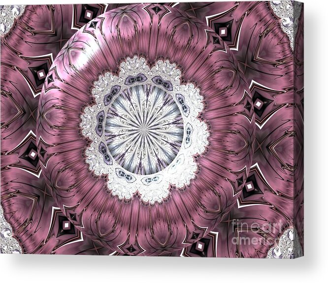 Bejeweled Royal Purple Diadem Fractal Abstract Acrylic Print featuring the digital art Bejeweled Royal Purple Diadem Fractal Abstract by Rose Santuci-Sofranko