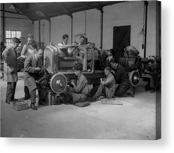Working Acrylic Print featuring the photograph Bentley Garage by Fox Photos