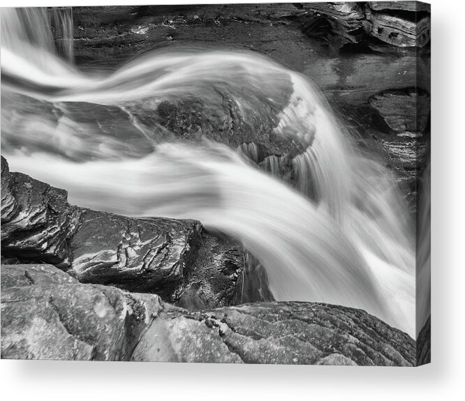 Abstract Acrylic Print featuring the photograph Black and White Rushing Water by Louis Dallara