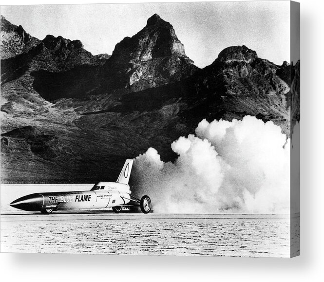 Aerodynamic Acrylic Print featuring the photograph Blue Flame Rocket-powered Car, C1970 by Heritage Images