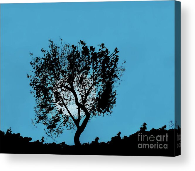 Moon Acrylic Print featuring the drawing Blue Sky Moon by D Hackett