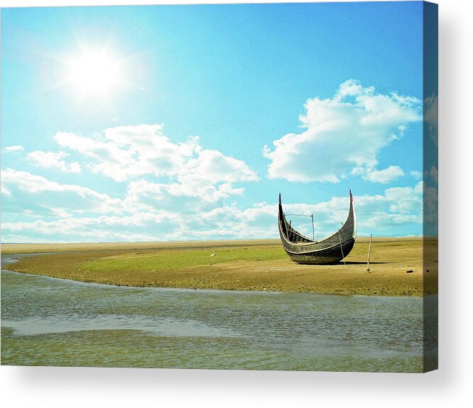 Tranquility Acrylic Print featuring the photograph Boat by Avishek Bhattacharjee Photography