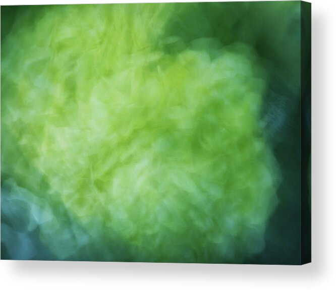 Abstract Acrylic Print featuring the photograph Bright artistic smoky shapes of green, yellow and blues color texture by Teri Virbickis