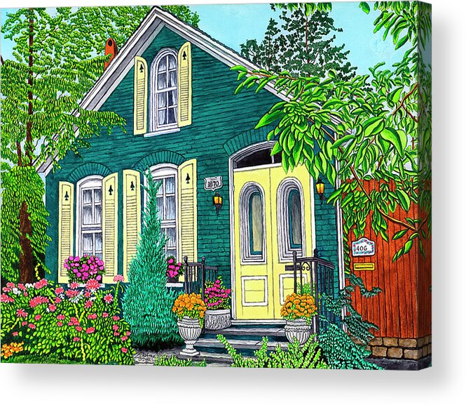 A House With Lovely Flowers Gardens Acrylic Print featuring the painting Buffalo Garden Walk I by Thelma Winter