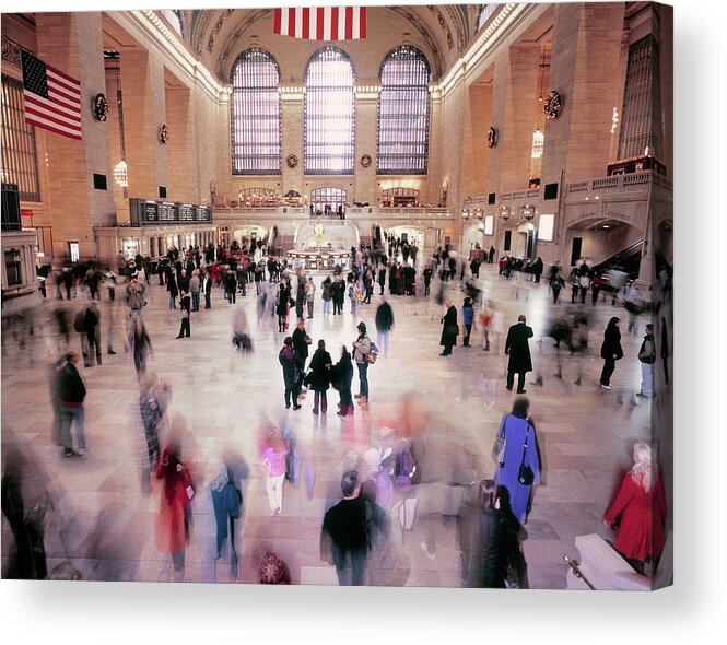 People Acrylic Print featuring the photograph Busy Hall Of Grand Central Station In by Eschcollection