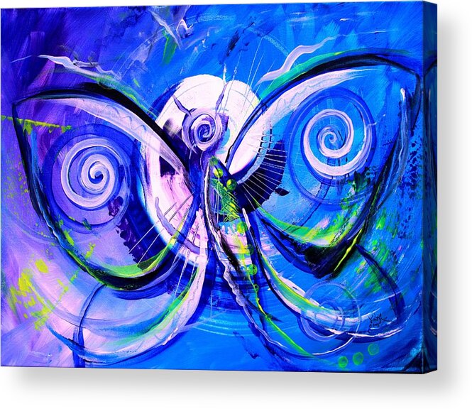 Butterfly Acrylic Print featuring the painting Butterfly Blue Violet by J Vincent Scarpace