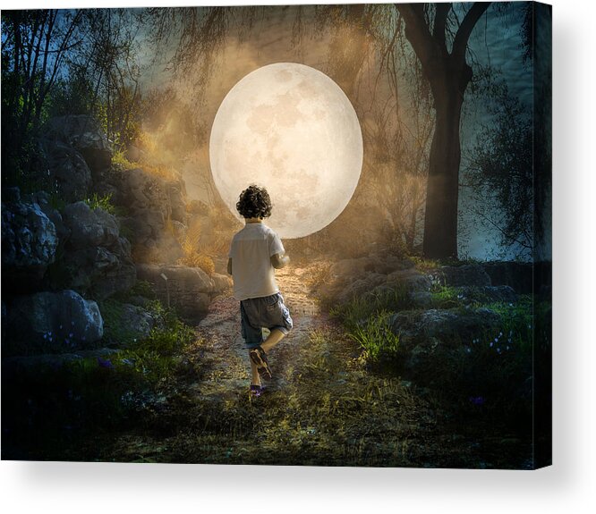 Surreal Acrylic Print featuring the photograph Chasing The Moon by Gabrielle Halperin