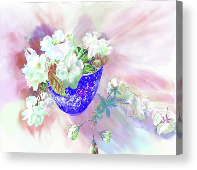 Watercolor Acrylic Print featuring the painting Cherry Blossoms by Xavier Francois Hussenet