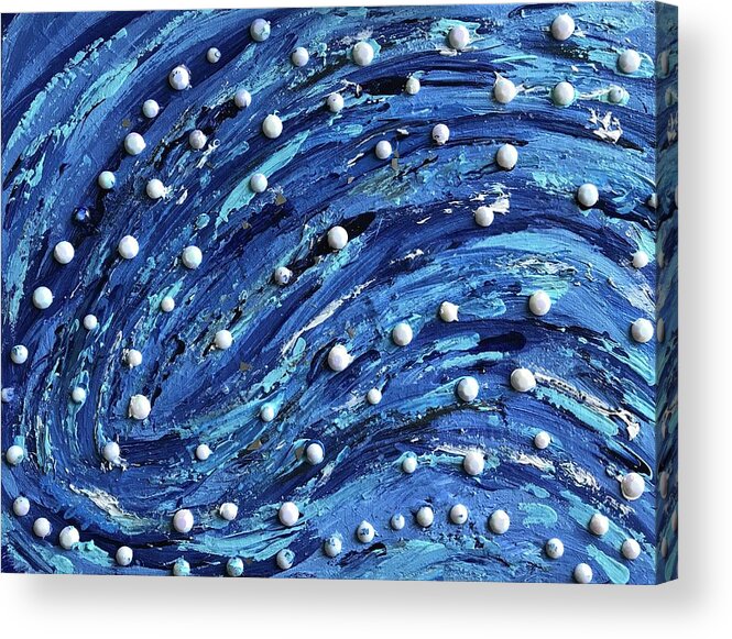 Peal Blue Comet Stars Cosmic Acrylic Print featuring the painting Comet by Medge Jaspan