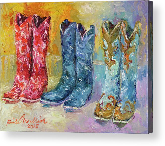 Cowboy Boots Acrylic Print featuring the painting Cowboy Boots by Richard Wallich