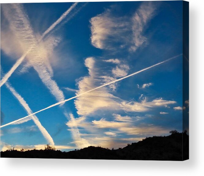 Arizona Acrylic Print featuring the photograph Crazy Contrails by Judy Kennedy