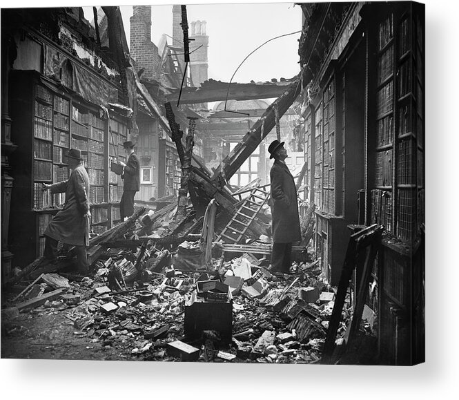 England Acrylic Print featuring the photograph Damaged Library by Central Press