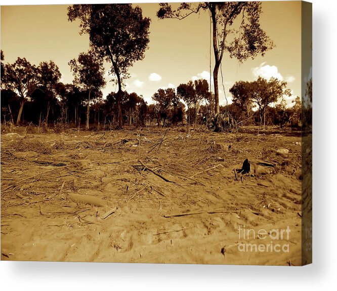 Land Acrylic Print featuring the digital art Deforestation by D Hackett