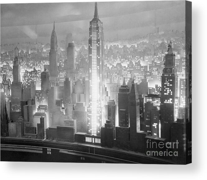 Architectural Model Acrylic Print featuring the photograph Diorama Of Manhattan At 1939 Worlds Fair by Bettmann