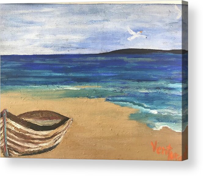 Done Fishing For The Day Acrylic Print featuring the painting Done For The Day by Clare Ventura