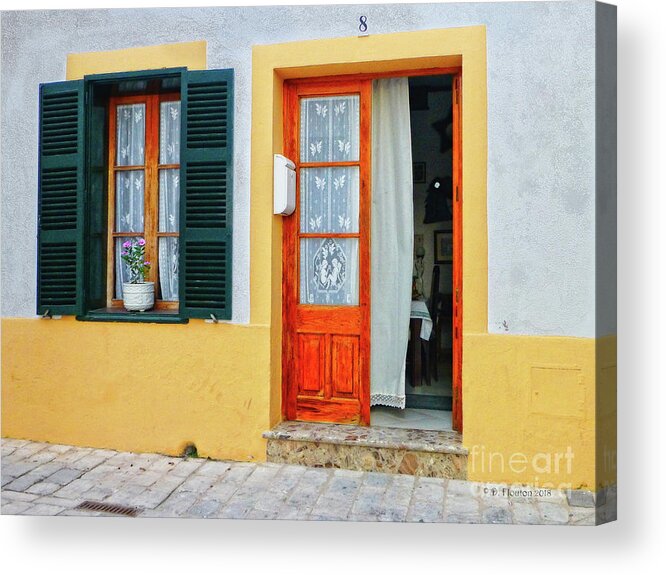 House Acrylic Print featuring the digital art Doorway with Curtain Menorca by Dee Flouton