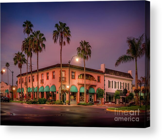 Liesl Walsh Acrylic Print featuring the photograph Downtown Venice, Florida at Sunrise by Liesl Walsh