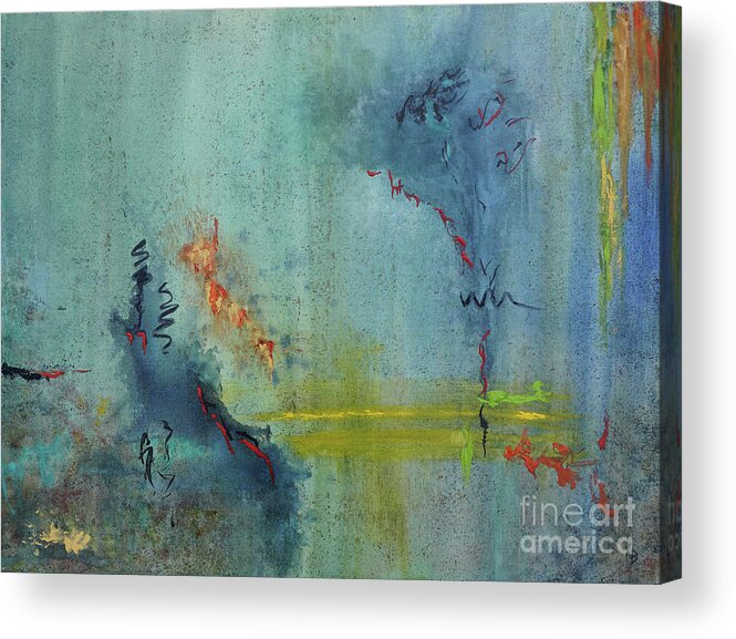 Triptych Acrylic Print featuring the painting Dreaming #2 by Karen Fleschler