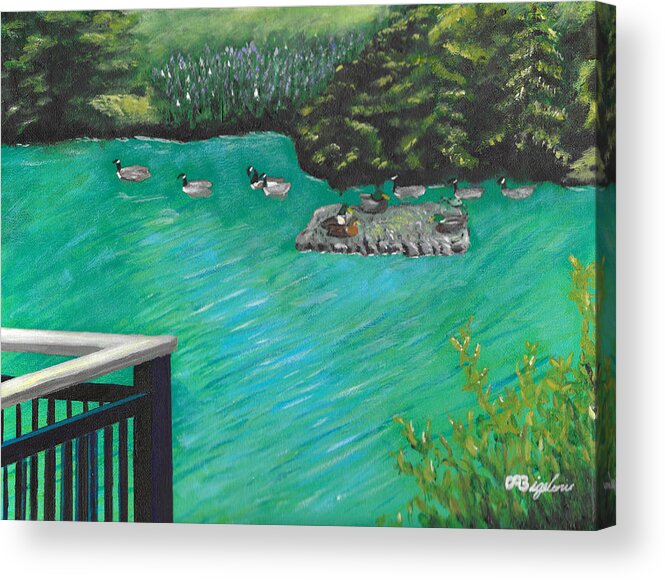 Canal Acrylic Print featuring the painting Dundas Eco Park by David Bigelow