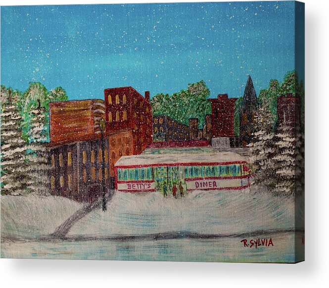 Snow Acrylic Print featuring the painting Early Snow by Randy Sylvia
