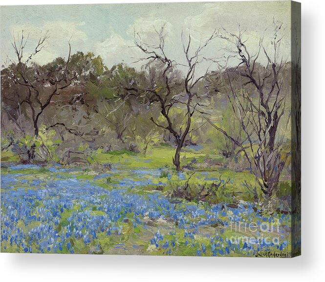 Early Acrylic Print featuring the painting Early Spring Bluebonnets and Mesquite, 1919 by Julian Onderdonk