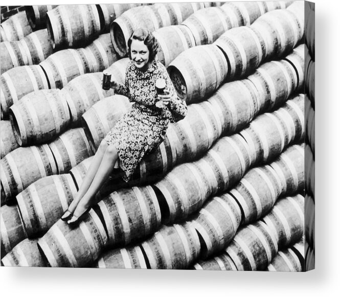 1930-1939 Acrylic Print featuring the photograph End Of Prohibition Woman On Beer by Keystone-france