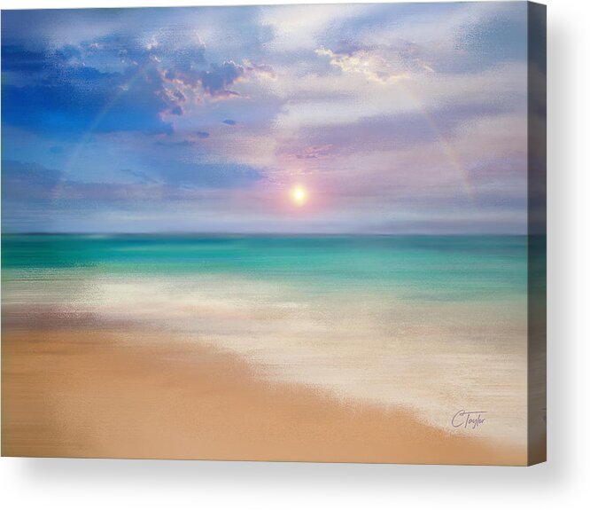 Seascape Acrylic Print featuring the mixed media Eventide by Colleen Taylor