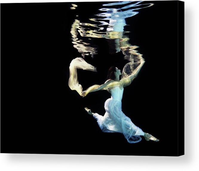 Ballet Dancer Acrylic Print featuring the photograph Female Dancer Underwater In Wedding by Thomas Barwick