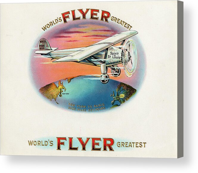 Airplane Cigar Box Acrylic Print featuring the painting Flyer by Art Of The Cigar