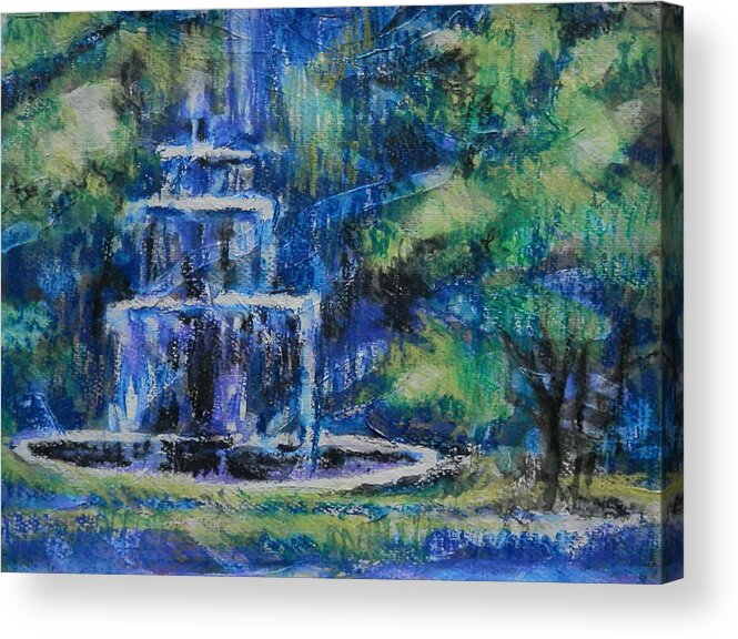 Fountain Acrylic Print featuring the painting Fountain Thomasville by Martha Tisdale
